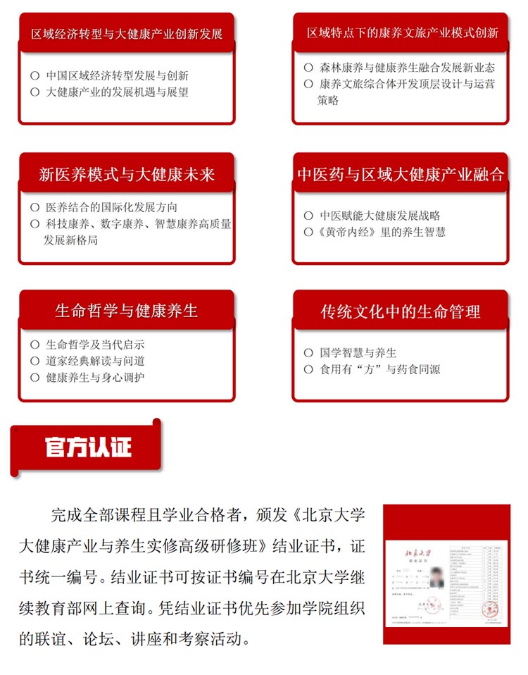 北京大學區(qū)域經濟發(fā)展與大健康產業(yè)高級研修班
